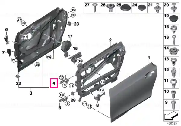 Doar azi Left upper front door hinge - BMW