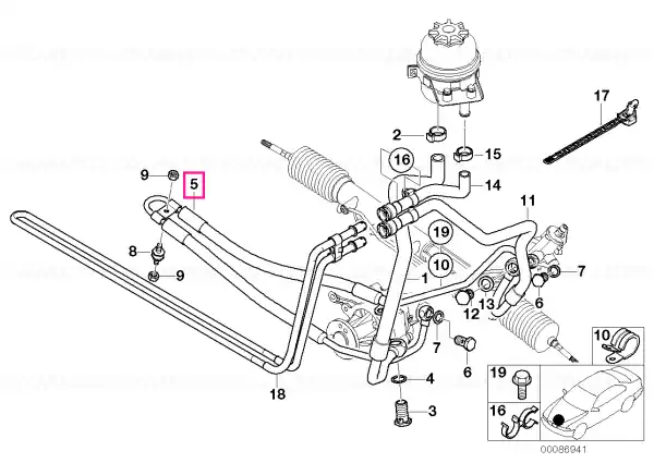 Pressure hose assy - BMW Plată securizată