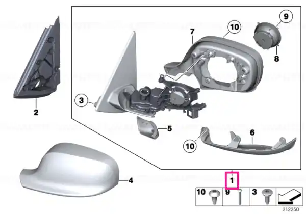 Popular Heated outside mirror, memory bus, right SHADOW-LINE - BMW
