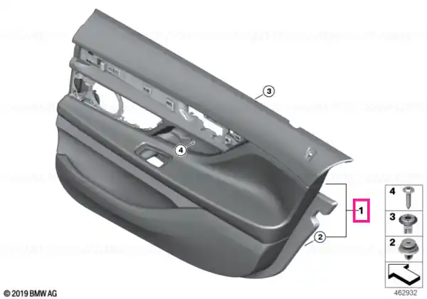 Door lining leather rear left SCHWARZ/WEIß/SW - BMW Premium