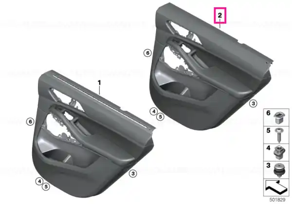 Door trim panel, rear, left SCHWARZ - BMW Comandă acum