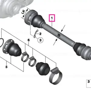 Output shaft, right LK=102MM/D=44MM - BMW Doar azi