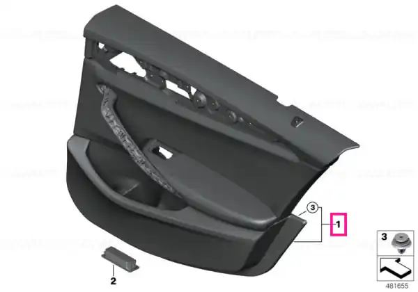 Disponibil imediat Door trim panel, rear, left SCHWARZ - BMW