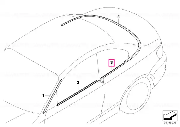 Disponibil imediat Outer weatherstrip, right ALU MATT - BMW
