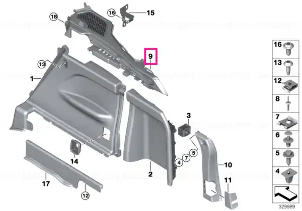 Preț redus Right rear lugg.compartment railing SCHWARZ - BMW