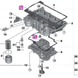Plată securizată Garnitura inel dop baie ulei - BMW Seria 5 F90 G90 G99 M5, Seria 7 G70, Seria 8 F91 F92 F93 M8, X5 G05 M F95, X6 G06 M F96, X7 G07, XM G09