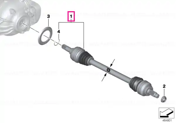 Doar azi Output shaft, left D=30MM - BMW