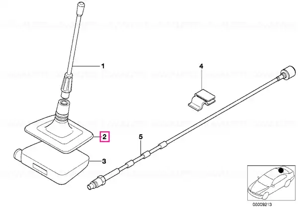 Rear window telephone antenna base - BMW Premium