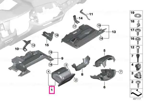 Disponibil imediat Folding box, driver's side ELFENBEINWEISS - BMW