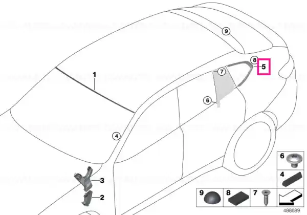 Finisher, side window, rear left - BMW Livrare gratuită