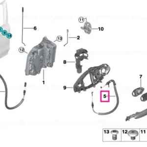 Bowden cable, outside door handle - BMW Plată securizată