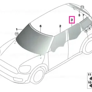 Side window, door, left rear SSG - BMW - Mini Ofertă exclusivă