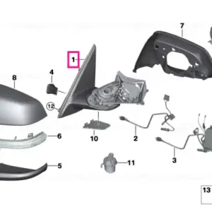 Cel mai vândut Exterior mirror w/o mounting parts,right SHADOW-LINE - BMW