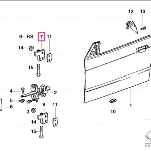 Left upper front door hinge, aluminium - BMW Noutate