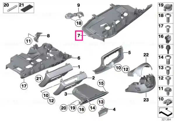 Premium Passenger's footwell trim panel ELFENBEINWEISS - BMW
