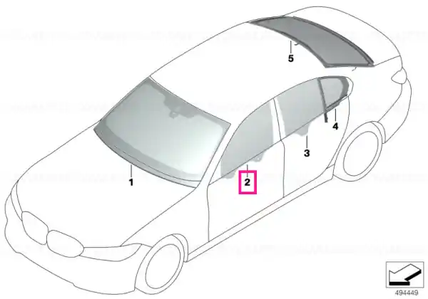 Livrare gratuită Side window, door, left front - BMW