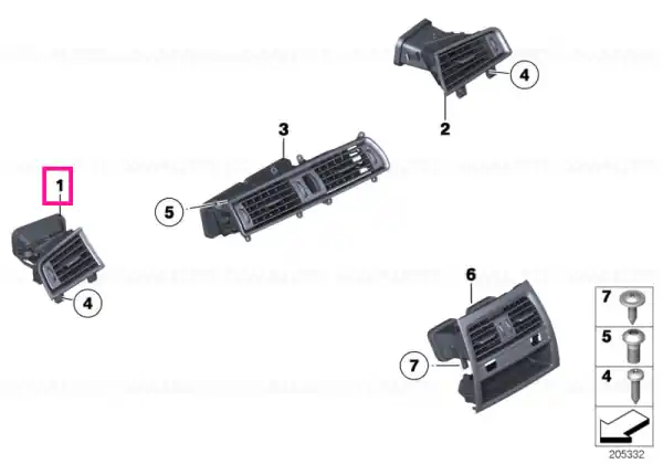 Fresh air grille, left - BMW Popular