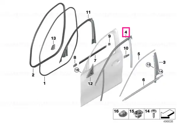 Reducere specială Window guide, right front door - BMW
