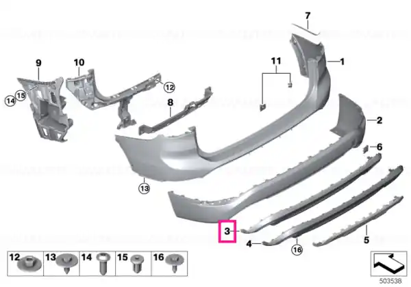 Doar azi Panou ornament bară spate LINES - BMW