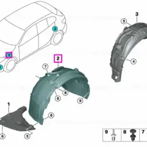 Carenaj pasaj roata fata, dreapta - BMW Seria 1 F40, Seria 2 F44 Ofertă exclusivă
