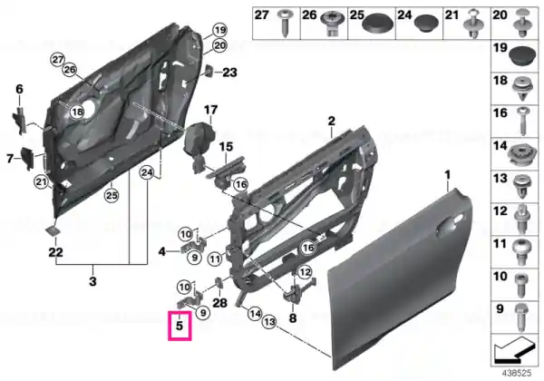 Disponibil imediat Right lower front door hinge - BMW