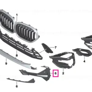 Doar azi Take-up, grille / trim, right PDC SPORTLINE - BMW