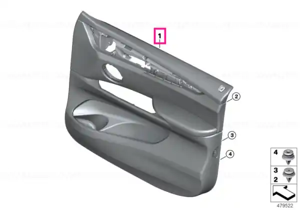 Door trim panel, leather, front left TERRRA/NUSSBAUM - BMW Preț mic