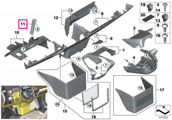 Holder, trim panel, footwell, driver - BMW Ofertă exclusivă