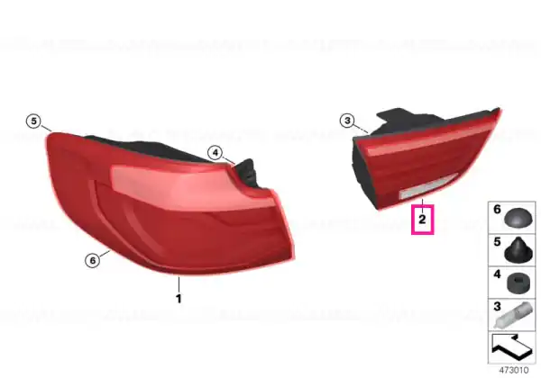 Rear light in trunk lid, right BLACK - BMW Plată securizată