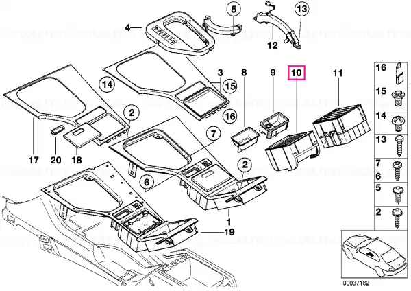 Reducere extra Center console storing partition, centre SCHWARZ - BMW