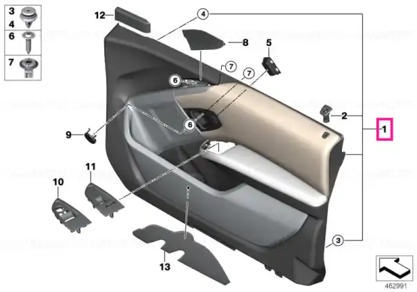 Door trim panel, front left ARAGAZGRAU - BMW Cumpără online