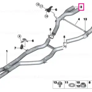 Rear pipe RECHTS/RH - BMW Popular