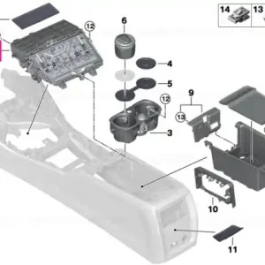 Storage comp., centre console, front - BMW Noutate
