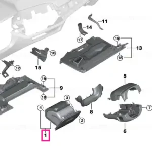 Folding box, driver's side, leather ELFENBEINWEISS - BMW Lichidare de stoc