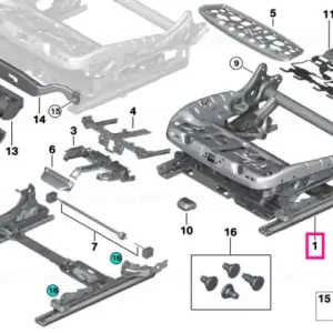 Seat frame, comfort seat, right - BMW Popular