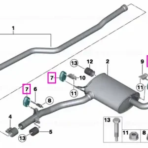 Tampon cauciuc sistem evacuare - BMW Seria 1 F20 F21, Seria 2 F22 F23, Seria 3 F30 F31 F34, Seria 4 F32 F33 F36 Ofertă