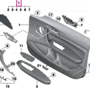Retur ușor Door trim panel, fabric, front left ANTHRAZIT/GRAU - BMW