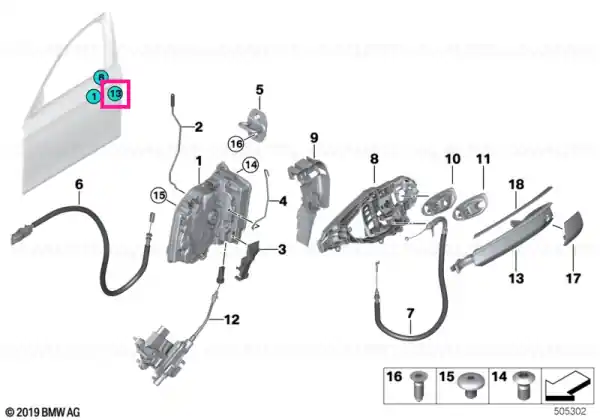 Premium Door handle, primed, outer left CA - BMW