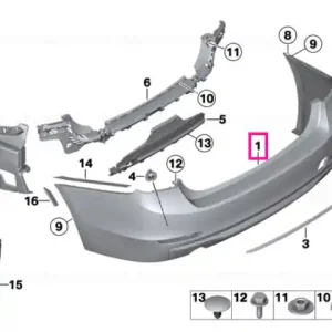 Super ofertă Panel, bumper, painted, rear CODE - UNI/MET. - BMW