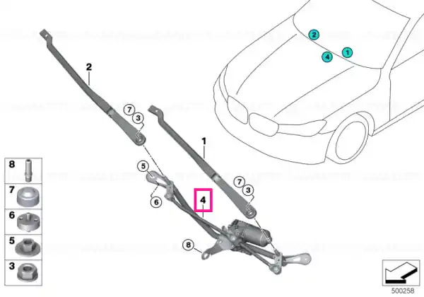 Linkage, wiper system with motor - BMW Reducere specială