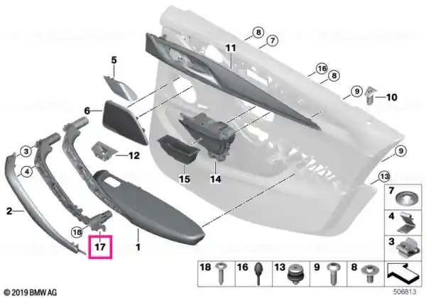 Ofertă specială Maner interior usa fata, stanga, alb (ElfeinbeinWeiss) - BMW Seria 5 G30 G31 F90 M5