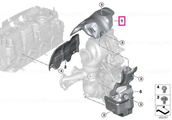 Heat shield, turbocharger, upper - BMW Nu rata
