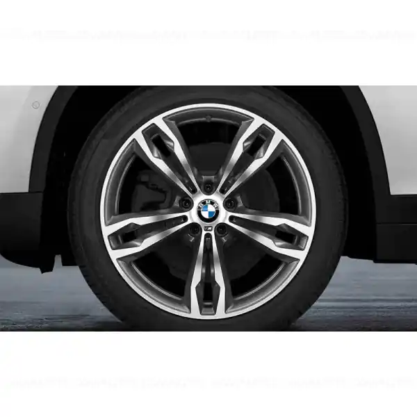 Set roți complete de vară - M Double Spoke 572M (bright turned) cu anvelopa Continental Premium Contact 6 SSR - 225/45R19 92W - BMW X1/X2 F48/F39/F49 Cel mai vândut