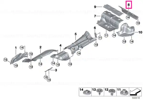Heat insulation, rear silencer, rear - BMW Ieftin