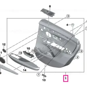 Door trim panel, rear, left ANTHRAZIT - BMW Nu rata