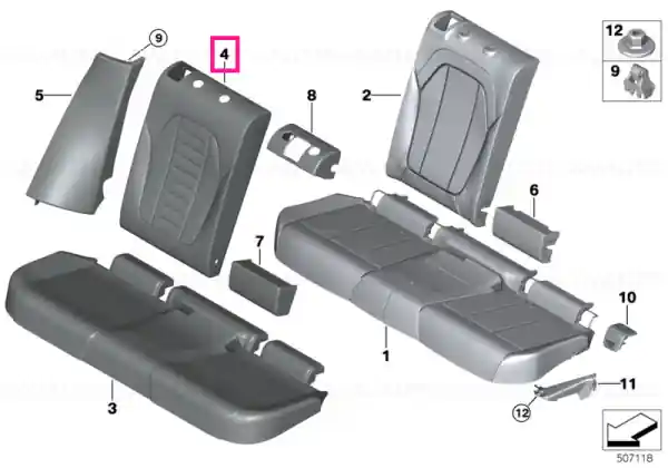 Reducere specială Capac spatar piele stanga ANTHRAZIT - BMW