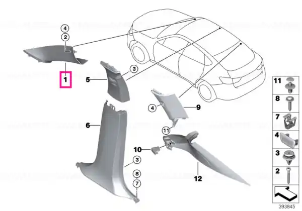 Reducere extra Capac coloana A dreapta GRAU - BMW