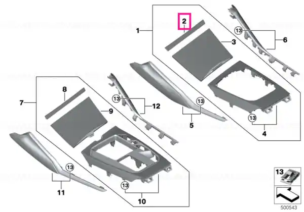 Ieftin Trim consola centrala aluminiu tetragon - BMW