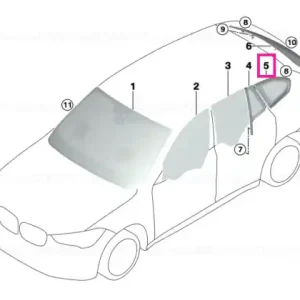 Premium Side window, rigid, rear left ALU SATINIERT - BMW