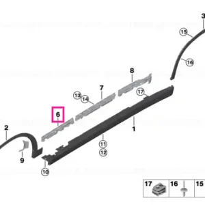 Bandă de sprijin pragul lateral frontal dreapta - BMW Retur gratuit